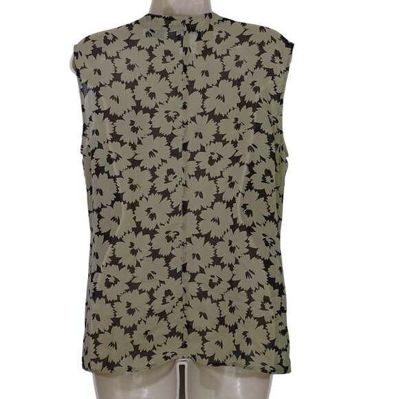 Vintage Panache Floral Black Tan Silk Wrap Top and Pocket Square Women Size 8 - Picture 4 of 13